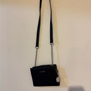 Steve Madden Black Crossbody with Chain-Detail Strap